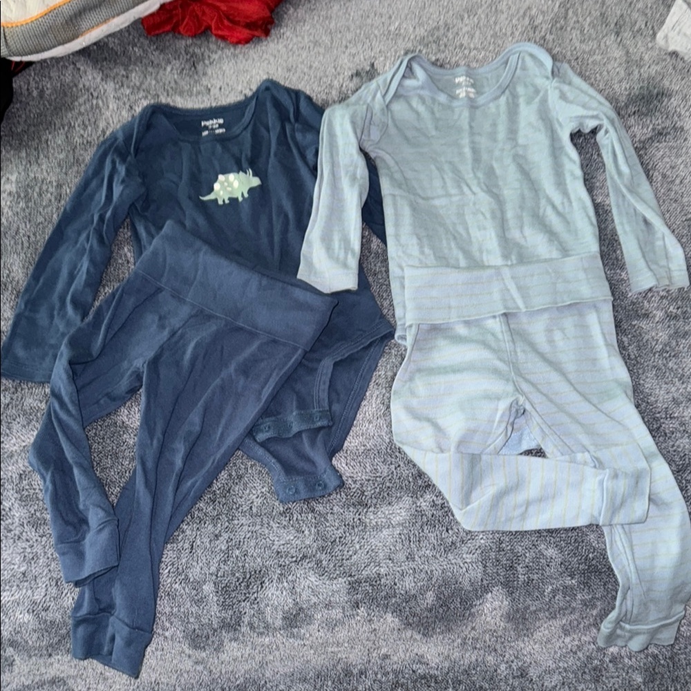 2 sets Pekkle Blue and Light Blue Kids Pajama Sets 24m